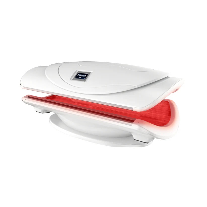 Revive Co Revive Bed Pro Red Light Therapy in white closed tilted view facing left