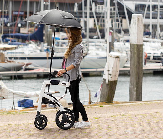 Rollz Motion 2 Rollator Wheelchair in use outside