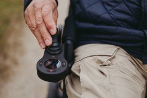 Rollz Motion Electric Rollator and Electric Wheelchair joystick closeup