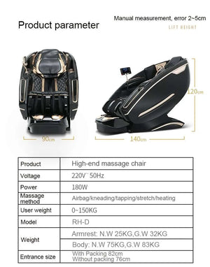 Sasaki 9 Series Royal King 5D Massage Chair specifications