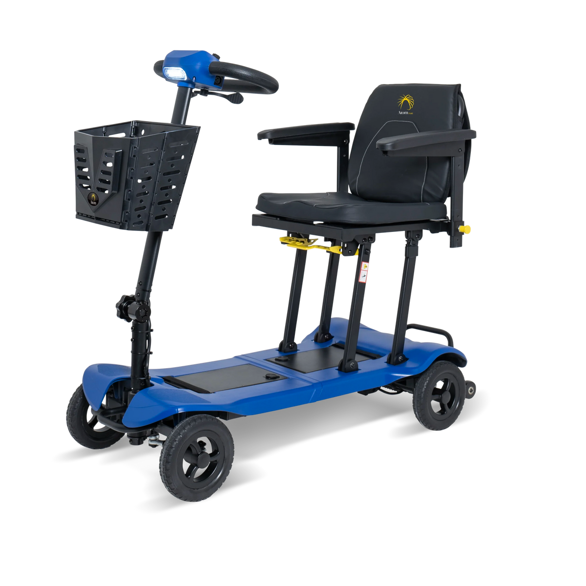 Scooterpac Atom Fold Mobility Scooter in marine blue facing south west