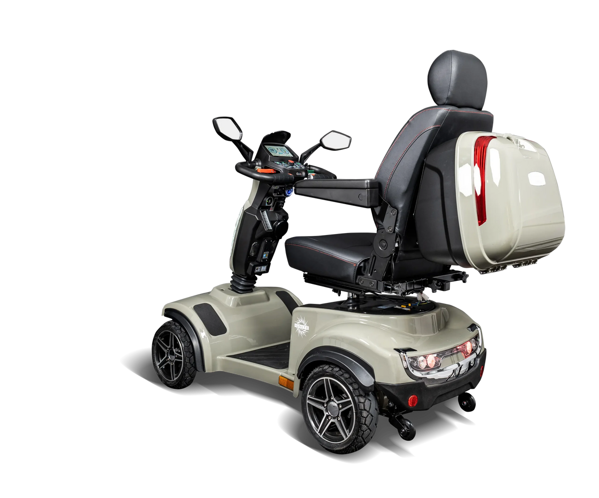 Scooterpac Ignite Mini Sport Mobility Scooter facing left back view