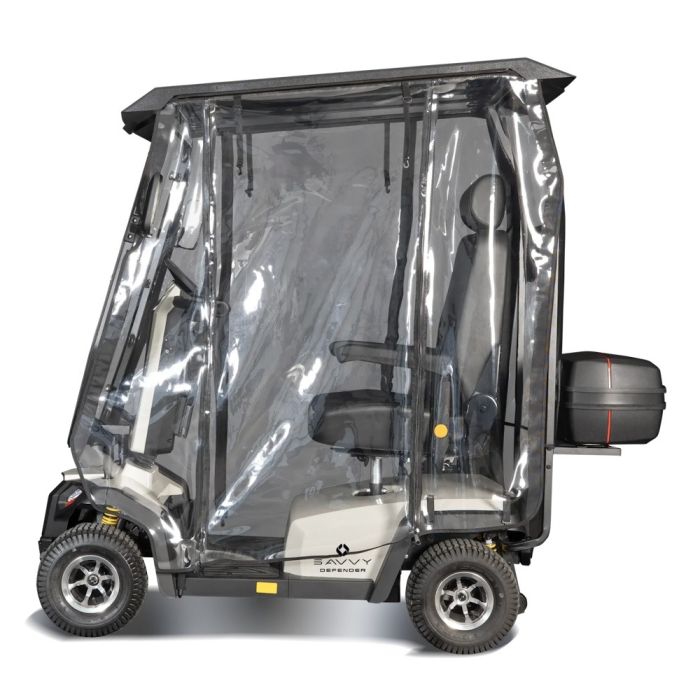 Scooterpac Savvy Defender Mobility Scooter Enclosed Design side view facing left