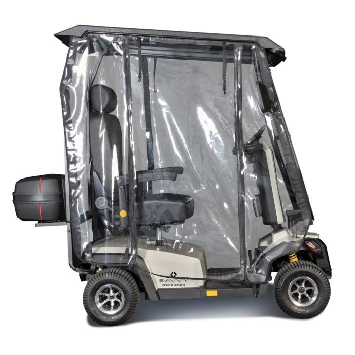 Scooterpac Savvy Defender Mobility Scooter Enclosed Design side view facing right