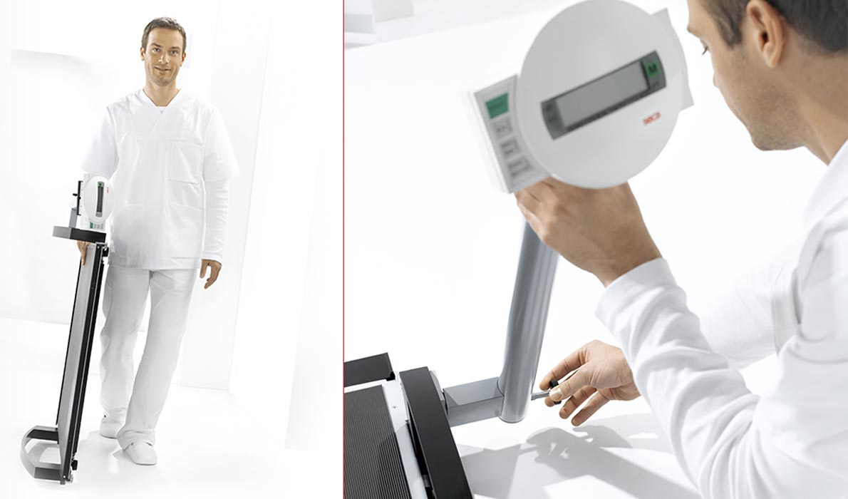 Seca 665 Wheelchair Scale moved by carer