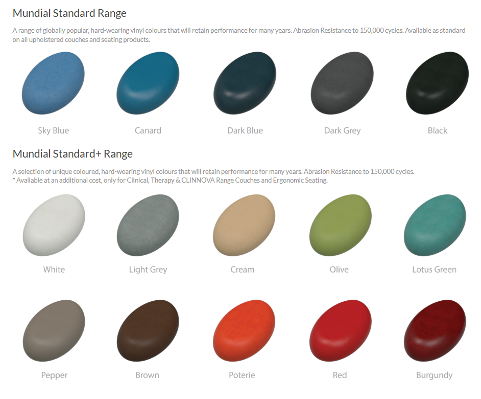 Seers 2 Section Tilt Table colours