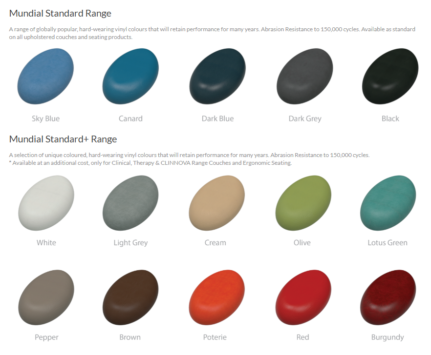Seers Standard Therapy Tilt Table colours