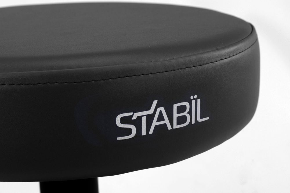 Stabil Premium Rolling Stool Logo Close Up