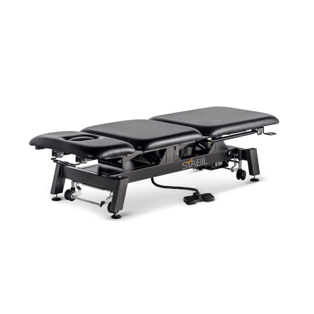 Stabil Pro Shorthead 3-Section Electric Treatment Table- Black 5 lying down position low height