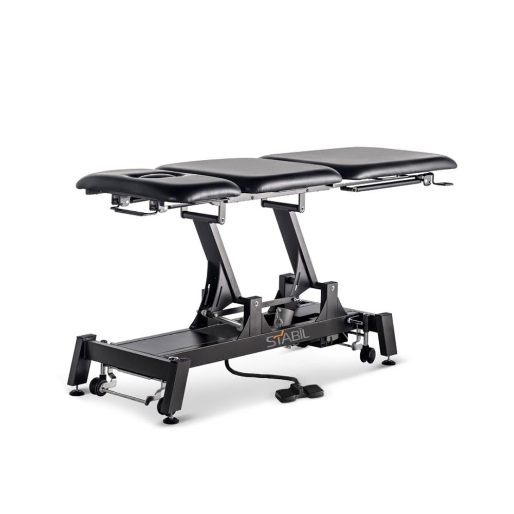 Stabil Pro Shorthead 3-Section Electric Treatment Table- Black 7 lying down position high height