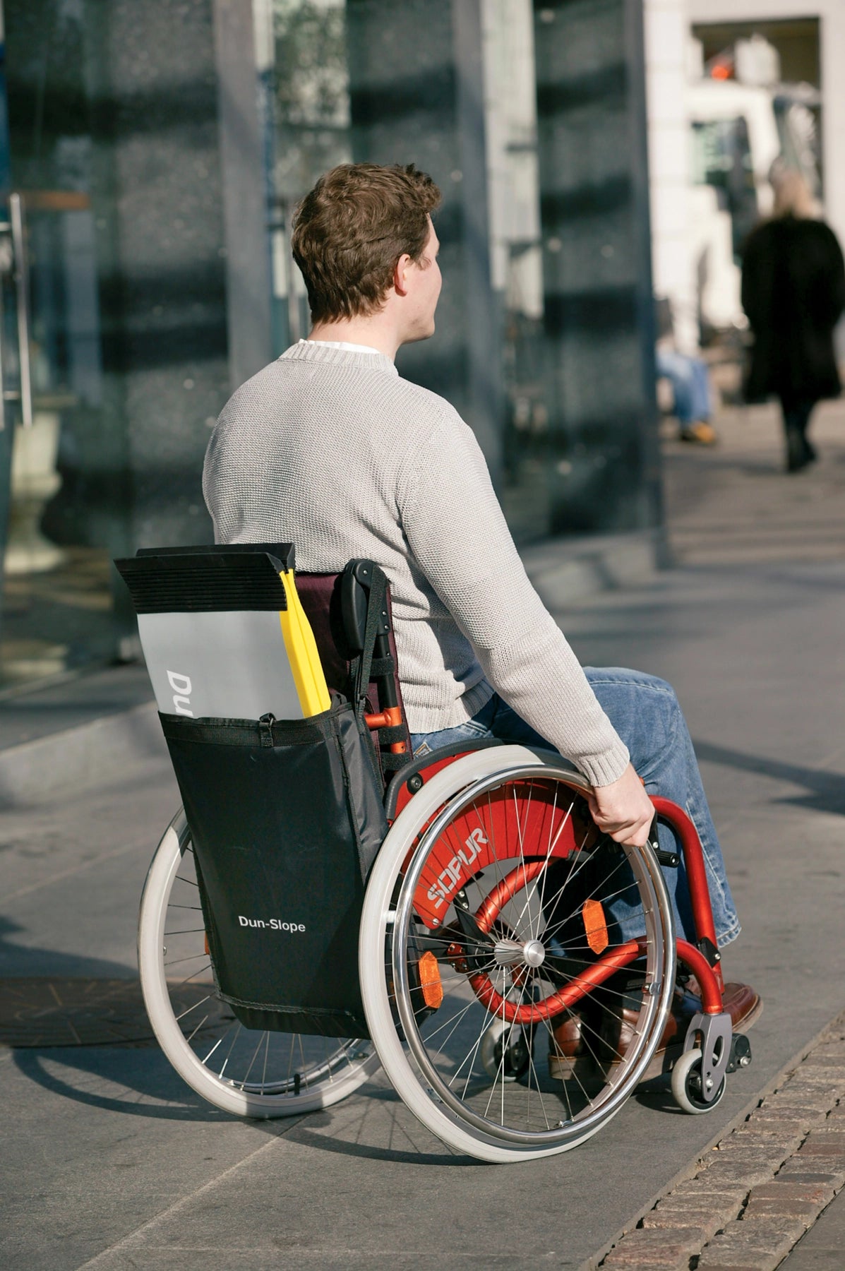 Stepless Guldman Lite Ramp on a wheelchairs back