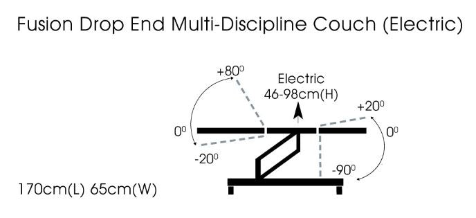 Sunflower Medical Fusion Drop End Multi-Discipline Couch Electric or Hydraulic dimensions 1