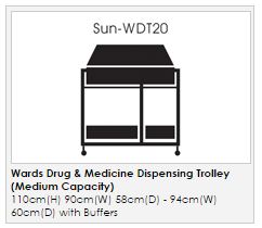 Sunflower Medical Ward Drug & Medicine Dispensing Trolley specifications
