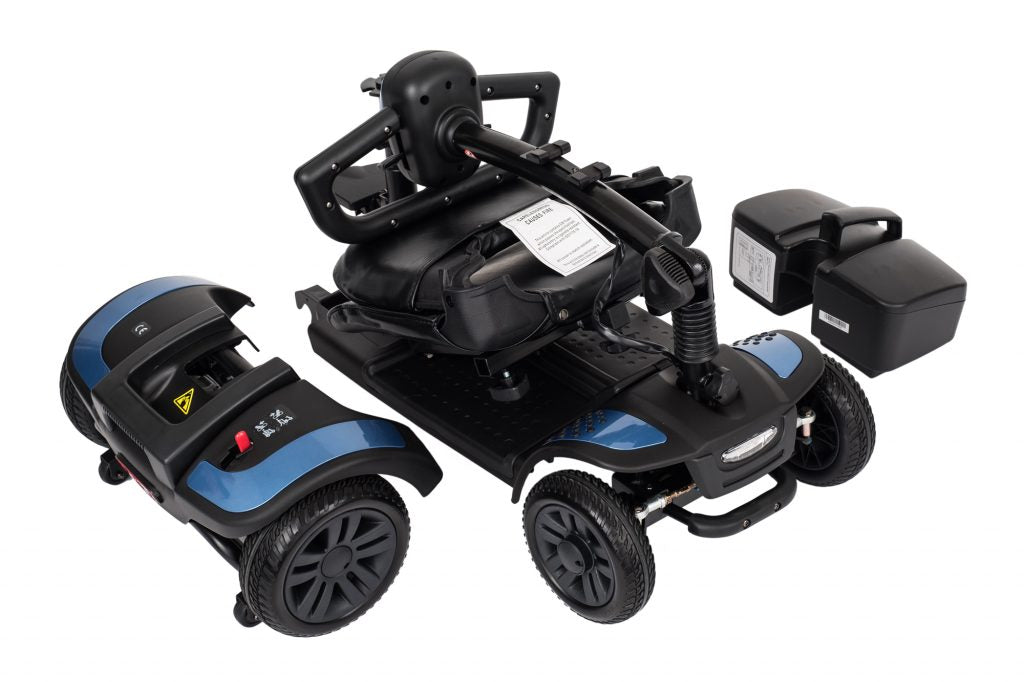 VanOs Travelux Tiempo Mobility Scooter compact blue foldable