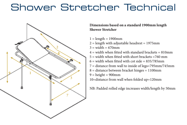Prism Medical Freeway Wall Mounted Shower Stretcher Padded Edge Adapt Life