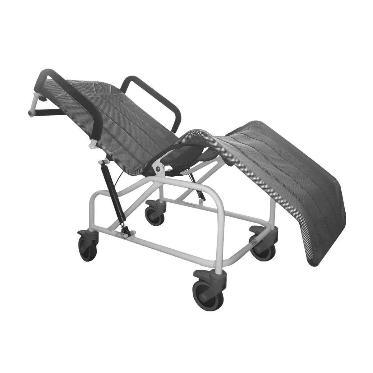 Chiltern Invadex Aidapt Washington. Tilt in Space Shower Cradle with bespoke seat padding. Bathing aid for the elderly and disabled tilted back