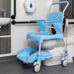 Alerta Aqua 4-in-1 Shower Commode Chair Shower, Commode, Toileting, and Transfer Chair in One Hospital Patient Transfers Fall Prevention side view