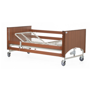 Alerta Lomond Standard Low Bed Affordable Quality with Trendelenburg Tilting Patient Transport Fall Prevention walnut
