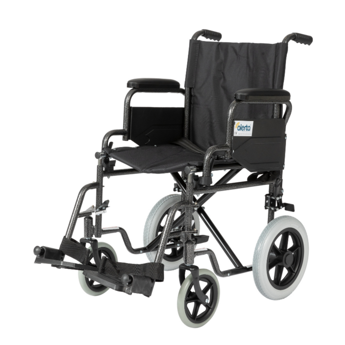 Alerta Medical Transit Wheelchair Crash Tested with Detachable Arms and Puncture-Proof Tyres Hospital Patient Transport car transit