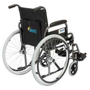 Alerta Medical Transit Wheelchair Crash Tested with Detachable Arms and Puncture-Proof Tyres Hospital Patient Transport self propelled rear view
