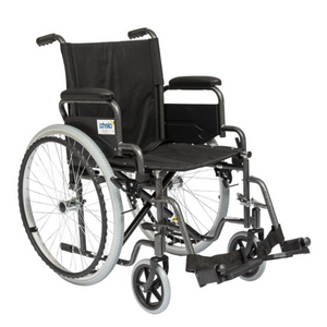 Alerta Medical Transit Wheelchair Crash Tested with Detachable Arms and Puncture-Proof Tyres Hospital Patient Transport self propelled