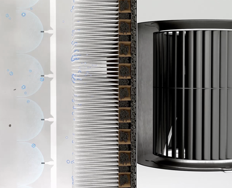 Blueair | Classic 405 Air Purifier with Particle Filter | Smart &amp; Effective Air Purification for Small to Medium Rooms Wi-Fi Enabled Control, and Durable Steel Construction close view