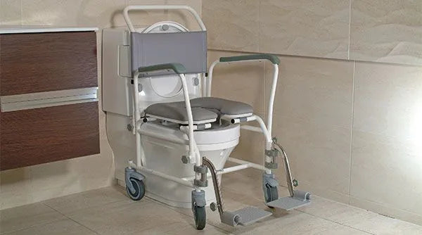Chiltern Invadex | Aquamaster Shower &amp; Toileting Chair Clos-O-Mat Version | Height-Adjustable and Versatile for Changing User Needs used in washroom