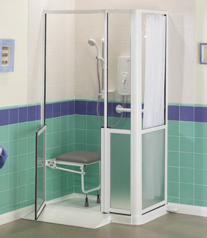 Chiltern Invadex | Dovedale MK2 Easy Access Shower Tray & Enclosure | Compact, Accessible, and Easy to Install Shower Solution with Removable Ramp and User-Friendly Options