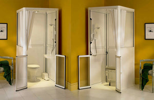 Chiltern Invadex | Shower Cubicles and Shower Cubicle Toilets | Affordable, Freestanding, and Accessible Showering Solutions for Independent or Assisted Bathing side view
