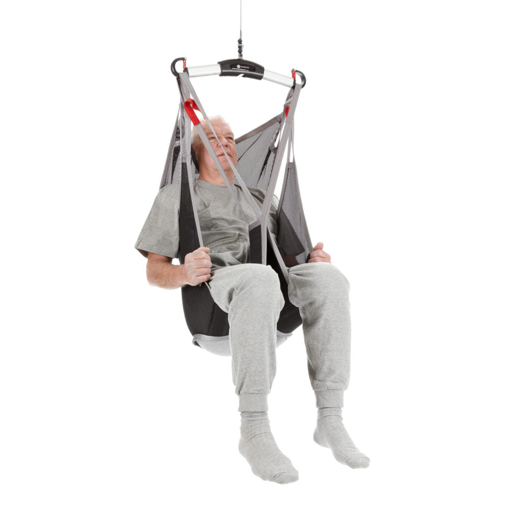 Direct Healthcare Group Flexible Sling with paitent hoisted front view 