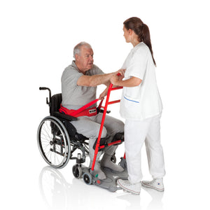 Direct Healthcare Group ReTurBelt Stand Aid Support Belt elder standing up from wheelchair with help of caregiver