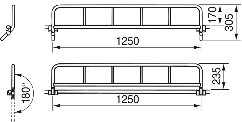 Direct Healthcare Group Removable Cot Side Fences for Shower Stretcher and Trolley illustration 