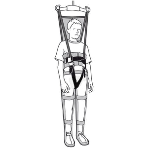 Direct Healthcare Group Standing Vest kid hoisted on a slingbar  illustration