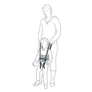 A kid being assisted wearing Direct Healthcare Group WalkingBelt Walking/Lift Aid  while walking in illustration