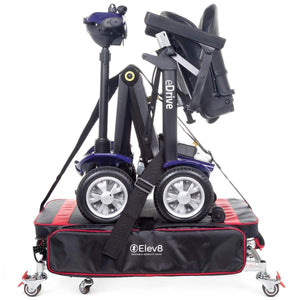 Motion Healthcare Elev8, Portable Mobility Scooter Hoist with scooter strapped on