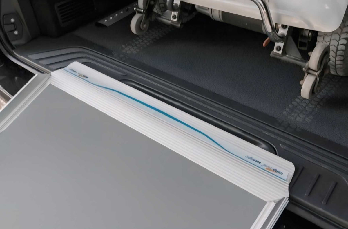 Enable Access Aerolight Broadfold Portable Wheelchair Ramp in the van  bumper 
