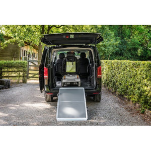 Enable Access Aerolight Broadfold Portable Wheelchair Ramp  Unfollded  on van bumper