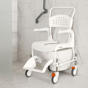 Etac | Clean Height Adjustable Shower Commode Chair Tailor-Made Comfort with Adjustable Seat Height for Easy Transfers and Versatile Use home setting 