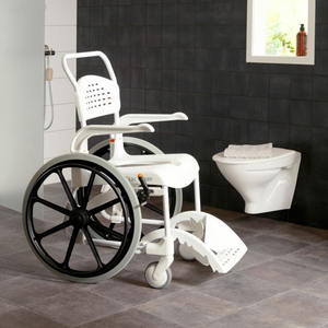 Etac | Clean Self-Propelled Shower Commode Chair Explore Ultimate Comfort and Safety Award-Winning Shower Commode Chair with Versatile Design for Shower white home use