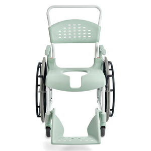 Etac | Clean Self-Propelled Shower Commode Chair Explore Ultimate Comfort and Safety Award-Winning Shower Commode Chair with Versatile Design for Shower lagoon green full view