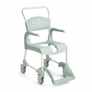 Etac | open front Clean Shower Commode Front Opening | Adjustable Height | Attendant Propelled for Care Environments