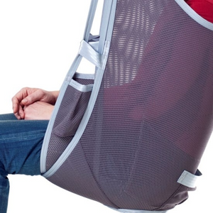 Etac | EvoSling Ampu MediumBack Secure and Comfortable Sling for Unique Needs Featuring a narrow leg support opening, shoulder-height back, and anti-slip design close view