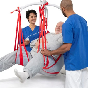 Etac | Safely Lift and Support Plus Size Users with RgoSling MediumBack Plus 500 kg Safe Working Load for Comfortable and Dignified Care happy patient