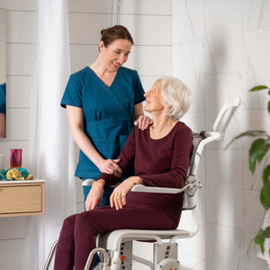 Etac | Swift Mobil-2 Shower Commode Chair Flexible, Accessible, and Comfortable Care Companion patient and nurse
