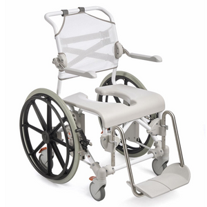 Etac | Empower Your Independence with the Swift Mobil 24"-2 Self-Propelled Shower Commode User-Controlled full view