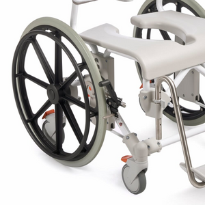 Etac | Empower Your Independence with the Swift Mobil 24"-2 Self-Propelled Shower Commode User-Controlled wheels view
