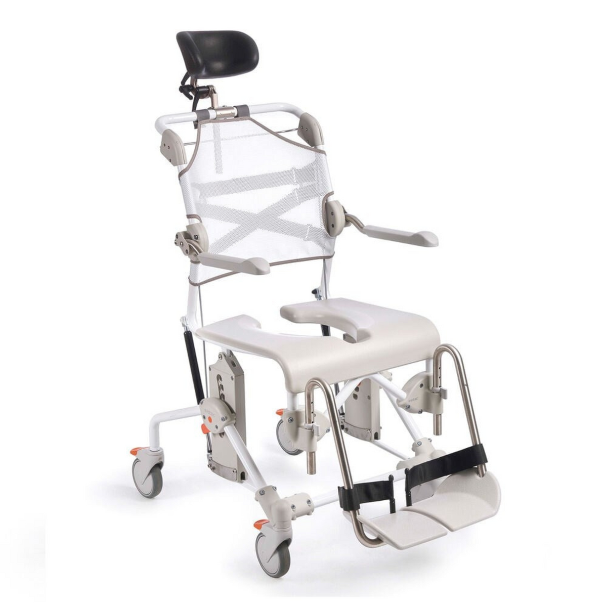 Etac | Swift Mobil Tilt-2 Comfortable and Safe Shower Commode Chair for Carer and User Unique Tilt Function full view