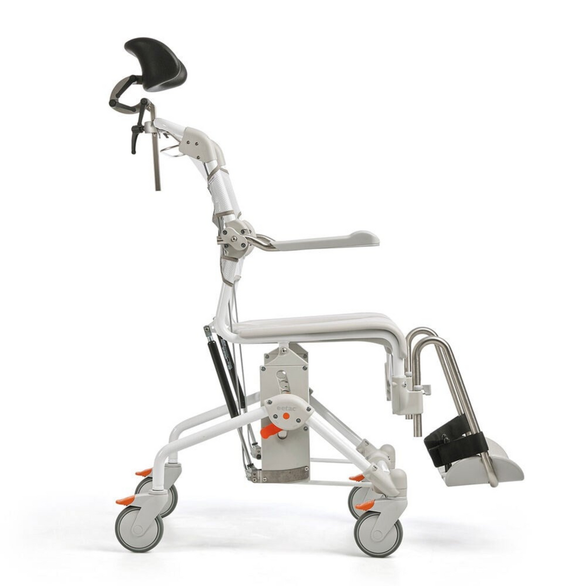 Etac | Swift Mobil Tilt-2 Comfortable and Safe Shower Commode Chair for Carer and User Unique Tilt Function side view