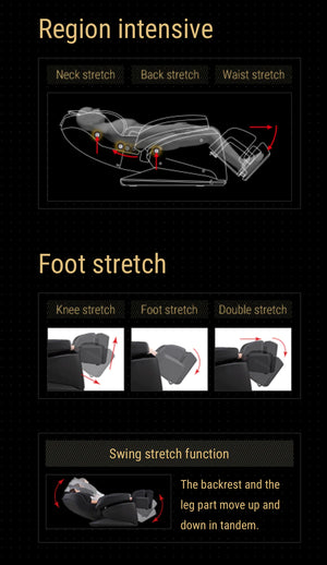 stretching function for the black Fujiiryoki JP-1100 Zero Gravity Electric Massage Chair
