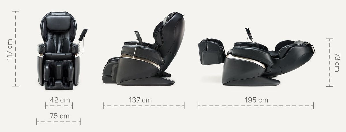 measurement specifications on Black Fujiiryoki JP-2000 Zero Gravity Massage Chair. Advanced 5D AI+ Full Body Massage Experience. Heated Back Massage &amp; Therapeutic.